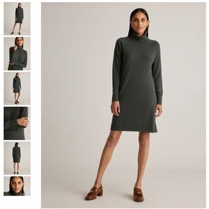 Quince Cashmere Turtleneck Sweater Dress - Green - XS